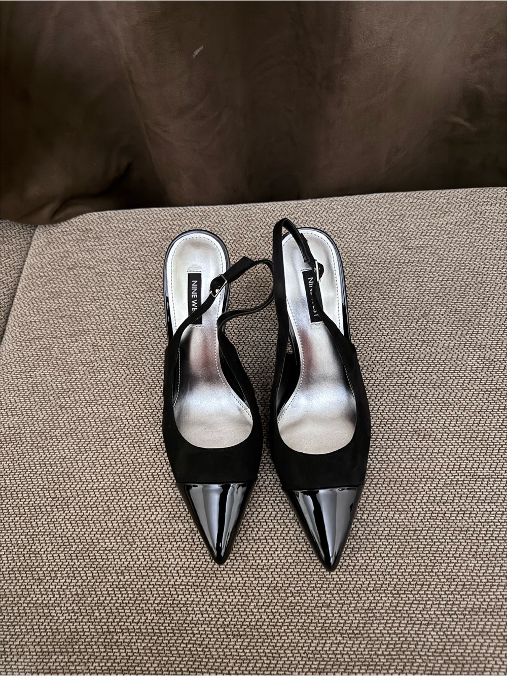 Nine West Black Slingback Pointed Toe Heels